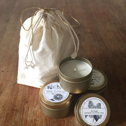 Gift-Bag Wrap for 3 | Petite Gold Collection Soy Candle